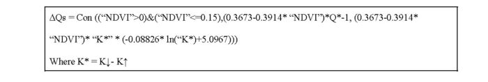 An image showing the formula used to calculate storage heat flux.