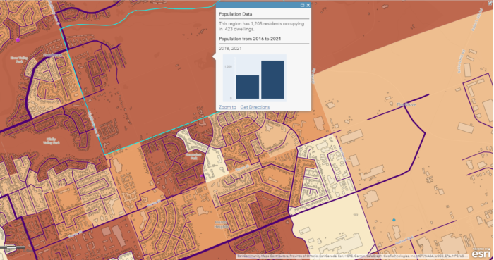 A choropleth map of population.